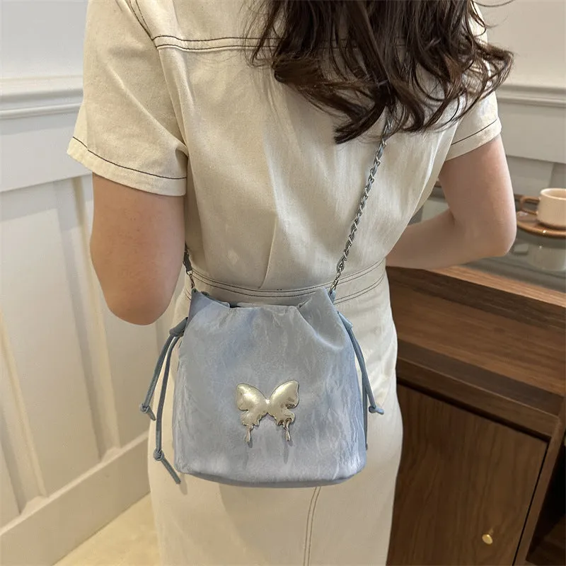 Trendy Treat: Butterfly Embellished Crossbody Shoulder Bucket Bag for Women