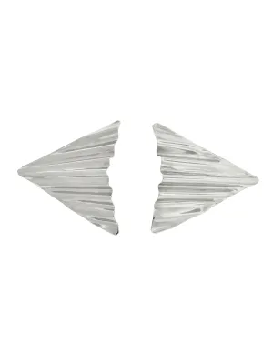 Ugo Correani Vintage 1980s Large Shiny Silver Wavy Triangle Earrings