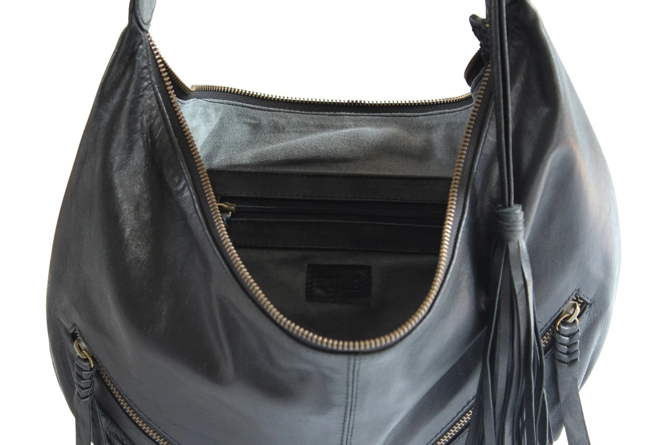 VANESSA LEATHER HANDBAG IN BLACK