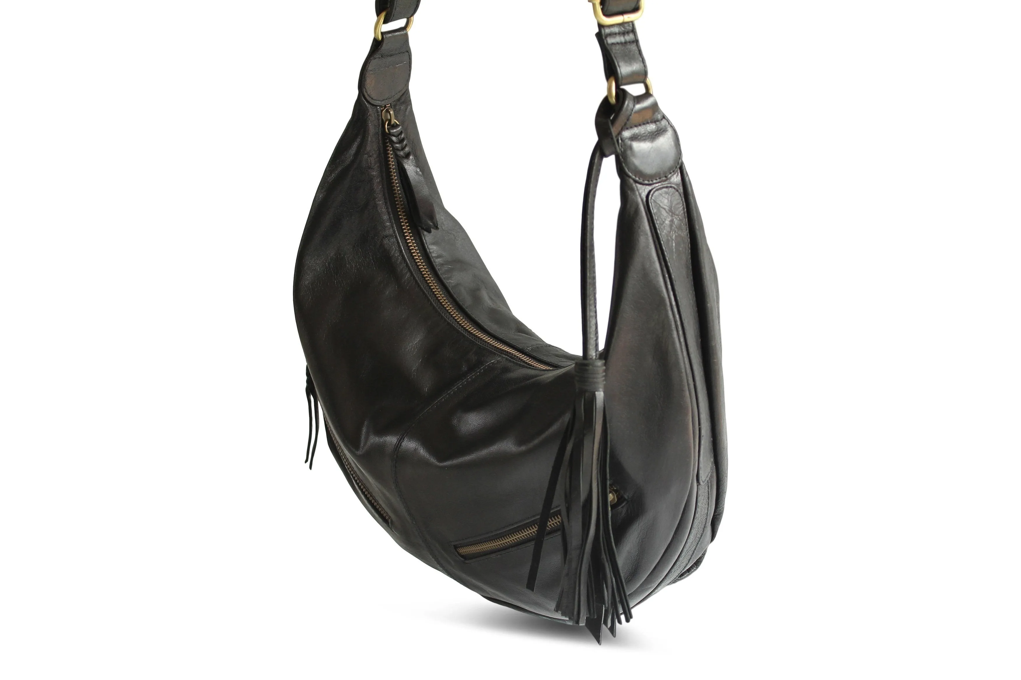 VANESSA LEATHER HANDBAG IN BLACK