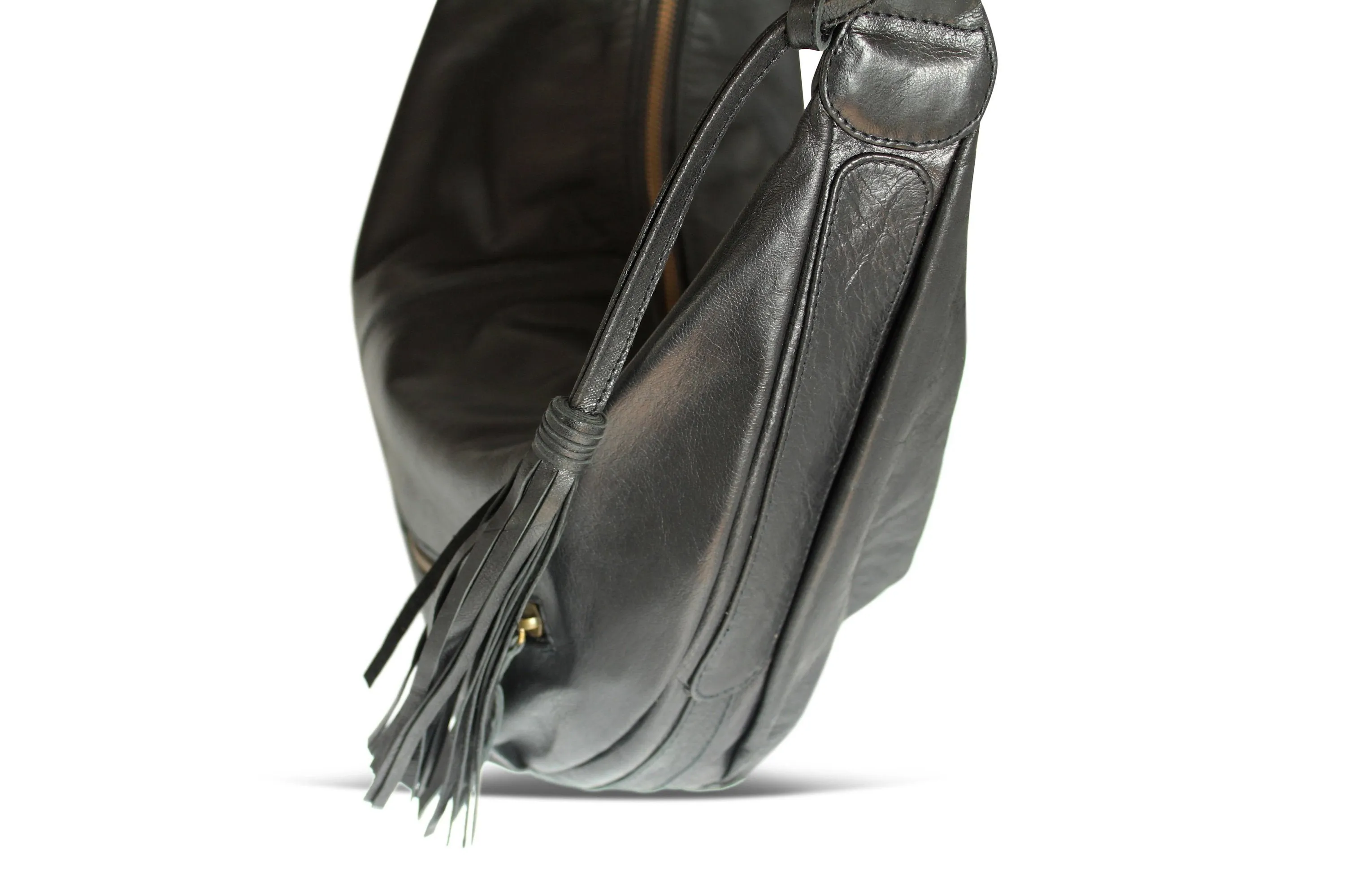 VANESSA LEATHER HANDBAG IN BLACK