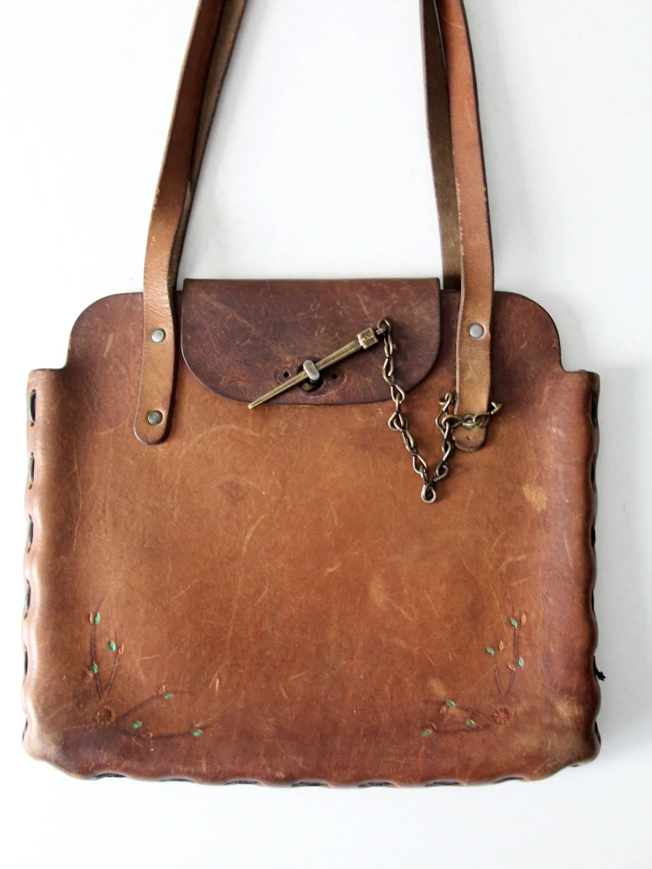 vintage 60s hippie leather bag