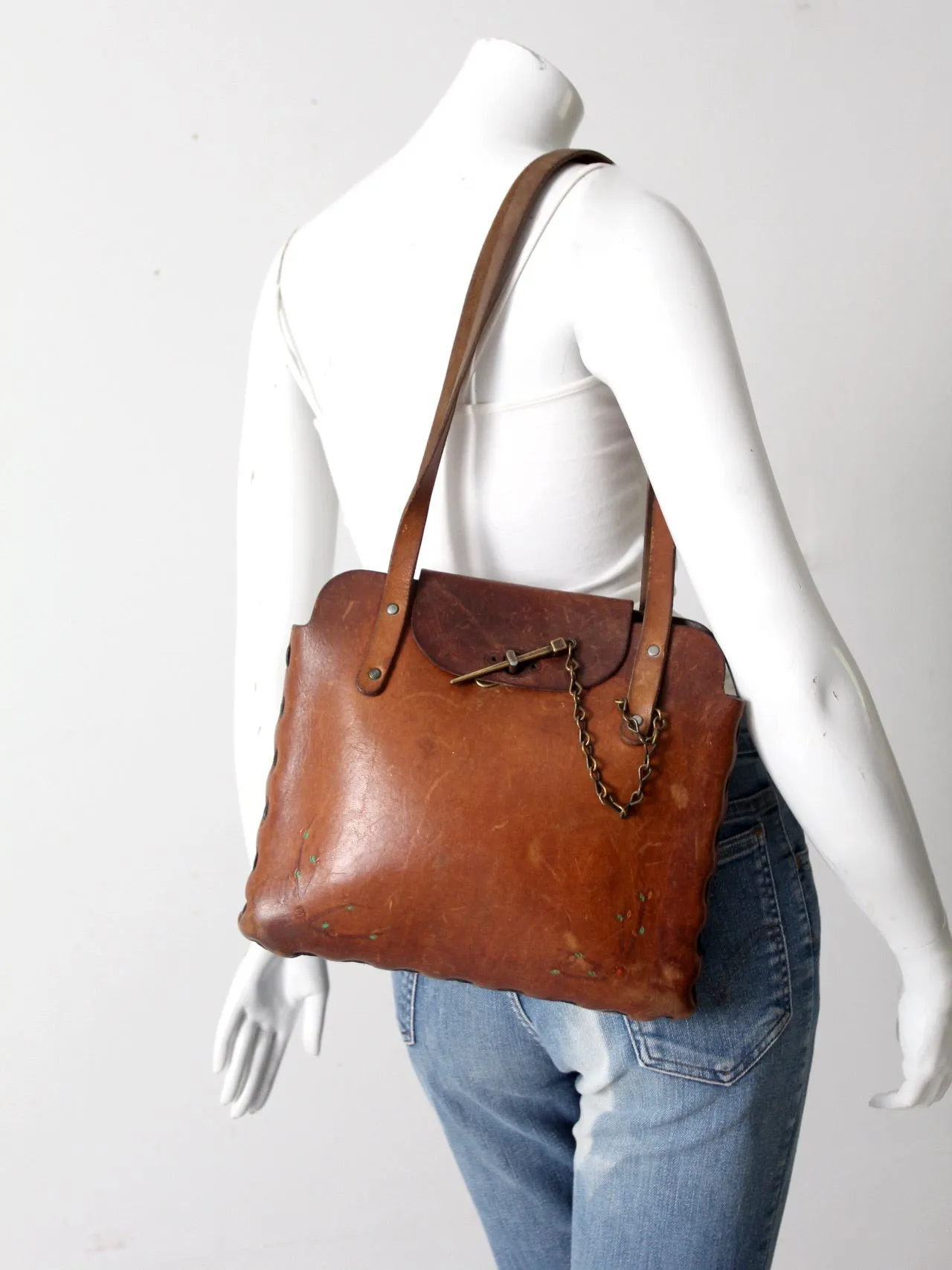 vintage 60s hippie leather bag