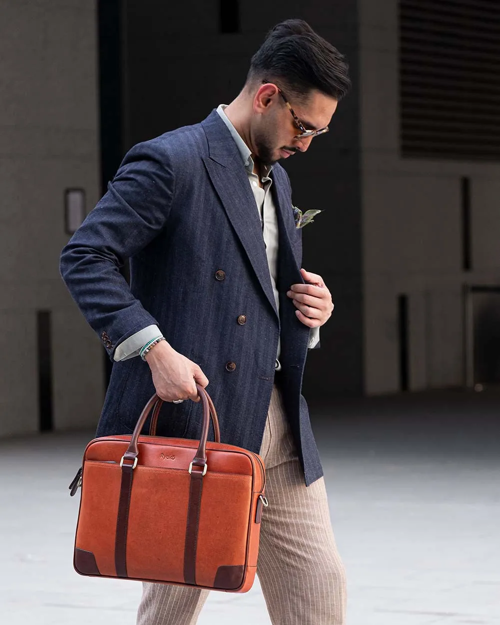 Wellington Laptop Briefcase | Tan & Brown